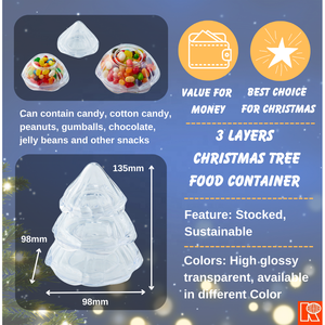 Boîtes cadeaux de Noël en plastique recyclable en forme d'arbre à 3 couches Kwang Hsieh avec couvercles, qualité alimentaire pour chewing-gum, gelée, jus et sucre - Product Image 2