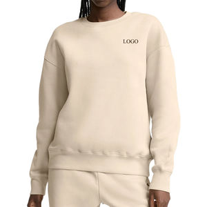 Sudadera Premium de Peso Medio con Cuello Redondo y Bordado, Mezcla de Algodón y Felpa, Sudadera Personalizada para Mujer con Logotipo Frontal, Primavera/Verano/Otoño - Product Image 1