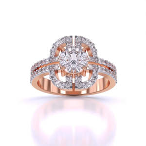 Anillo Solitario Elegante con Diamante de Corte Redondo de 1.00 Ct, Color F, Claridad VS, Diamante Cultivado en Laboratorio en Oro de 14K, Regalo de Aniversario de Bodas - Product Image 2