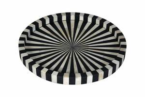 Bandeja con incrustaciones de nácar con patrón marroquí morisco, bandeja de servicio hecha a mano India para decoración de hogar, hotel y motel - Product Image 2