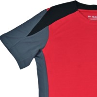 T-shirts pour hommes de haute qualité personnalisés, en laine peignée formelle, lourds, à blocs de couleur, en forme d'arc, patchwork, contrastés, à panneaux