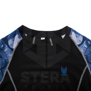 Sublimation complète personnalisée imprimée à séchage rapide Fitness Compression MMA Jiu Jitsu chimio Rash Guard T-shirt solide à manches longues pour hommes - Product Image 3