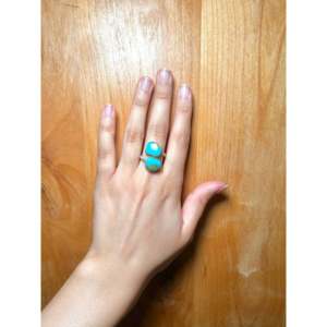 Anillo Ajustable Hecho a Mano en Estilo Navajo con Turquesa Kingman y Plata de Ley, Joyería Cultural Coleccionable - Product Image 5