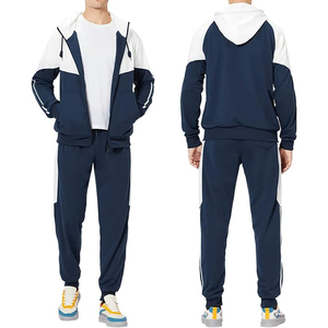 Conjunto de chándal para correr promocional Chándales con capucha de algodón de ajuste regular de manga larga con cremallera de color de dos tonos personalizados a los mejores precios - Product Image 3