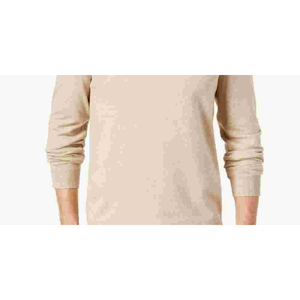 Polo da uomo Alfani Big & Tall beige in maglia di seta traspirante ricamata a tinta unita scura, a maniche corte o lunghe - Product Image 3