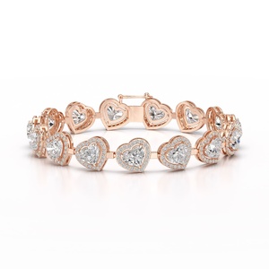 Wholesale 14 KT White Gold Tennis <b>Bracelet</b> Lab Grown Heart Round Diamond DEF VVS VS 17 Gram Custom Bulk Manufacturer Fast - Product Image 4