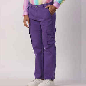 Pantalon cargo décontracté taille moyenne droit plat devant résistant aux flammes respirant et écologique pantalon de travail 6 poches à taille élastique pour hommes - Product Image 1