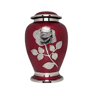 Urnas de Cremación con Diseño de Rosa Moderno y Estético para Cenizas Humanas, Forma Personalizada, Tamaño Regular, Hechas de Metal Puro, Venta al Por Mayor - Product Image 1