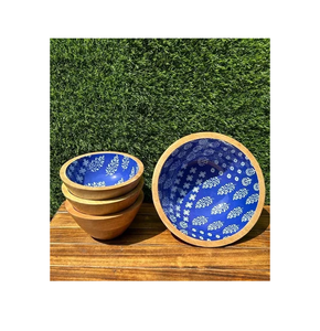 Enamel Printed Wood Bowl Spoon Kitchen <b>Dinnerware</b> Printed Enamel Premium Design Wooden Bowl for Household Use - Product Image 3