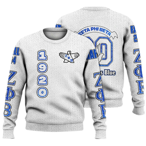 ZPhiB bleu blanc pull en tricot 1920 Zeta Phi Beta sororité vie grecque Chenille broderie divine neuf lettre vêtements - Product Image 3