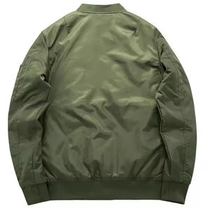2025 blouson aviateur à la mode pour hommes couleur unie polyester col montant poche à la main avec logo personnalisé veste pour homme - Product Image 3