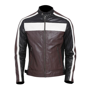 Wholesale Saleh Enterprises Premium Fabric Genuine Leather Men's <b>Slim</b> <b>Fit</b> Biker <b>Jacket</b> Plus Size Waterproof Eco-Friendly Winter - Product Image 2