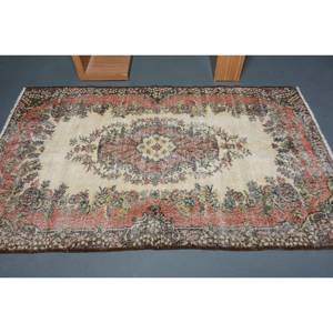 Clásico Beige rojo área grande estilo Kilim alfombra turca 4.2x6.9ft patrón abstracto lana látex respaldo rectángulo pasillo diseño 10mm - Product Image 3