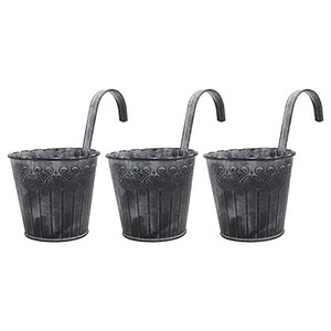 Macetas colgantes galvanizadas naturales de alta calidad, forma ovalada con tamaños únicos y acabado a prueba de herrumbre para uso doméstico y en el jardín - Product Image 5