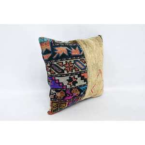 18x18 Multicolor Bohemian Embroidered Wool Eco-Friendly Non-Slip Removable Washable <b>Bolster</b> <b>Pillow</b> Luxury Vintage Decorative - Product Image 3