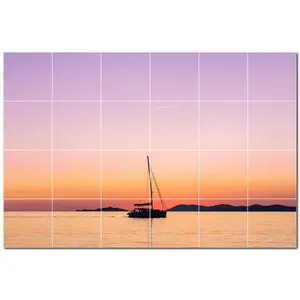 Mural de pared de azulejos de cerámica de barco PT500225 36 \ "W X 24 \" H Juego de 24 azulejos de cerámica 6x6 - Product Image 1