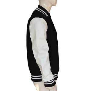 Chaqueta Universitaria MOVA TEXTILES al por Mayor, Negra y Blanca, de Lana, con Mangas de Cuero, Estilo Formal de Camuflaje para Hombre y Mujer - Product Image 3