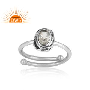 Bagues en argent Sterling 925 en cristal naturel, Quartz ovale, fabrication de bijoux en pierres précieuses - Product Image 1