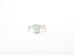 แหวนพลอยคาลซิโดนีธรรมชาติทำจากเงินสเตอลิง925ปรับแต่งได้เครื่องประดับวินเทจสไตล์มินิมอล - Product Image 2