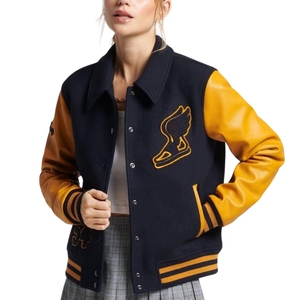 Chaqueta de béisbol universitaria de bombardero universitario mixto para hombres y mujeres en ropa de calle de tela transpirable recubierta de algodón 100% con bolsillos - Product Image 1