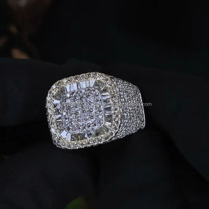 Anillo de Compromiso Estilo Baguette con Incrustaciones de Moissanita, Plata de Ley 925, Estilo Hip Hop, Joyería Clásica, Estilo Rapero - Product Image 3