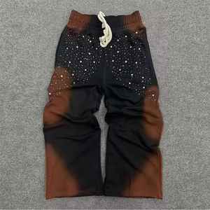 Pantalones Deportivos para Hombre, Estilo Urbano, Pantalones de Chándal Gruesos de 380 g/m², Algodón, Corte Holgado, Pierna Recta, Joggers con Pedrería y Efecto Desgastado por el Sol - Product Image 1