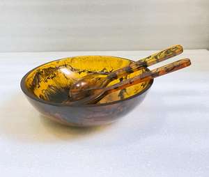 Tazón de fruta de ensalada de resina de remolino de Color azul utilizado en el hogar Hotel Buffet con textura de mármol y patrón de remolino Aqua hecho a mano ODM - Product Image 6