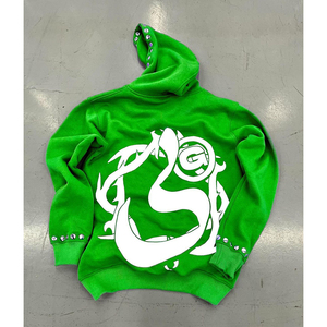 MOVATEXTILES-Sudadera con capucha y parche bordado desgastado con cremallera cuadrada, 400g/m² - Product Image 5