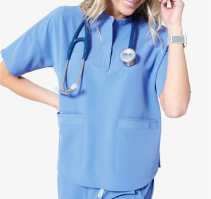 Personalized Logo Mandarin Collar 4-way Stretch Nurse <b>Uniform</b> Woman Polyester Spandex Fit Comfortable Nursing <b>Scrub</b> <b>Uniforms</b> - Product Image 1