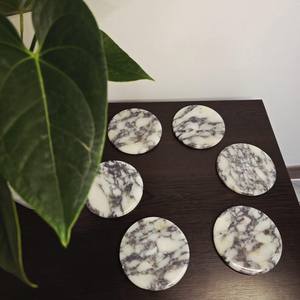 Natural Calacatta Viola Marble Drink <b>Coaster</b> With <b>Cork</b> Back Modern Home Decor For Kitchen And Living Room - Product Image 4