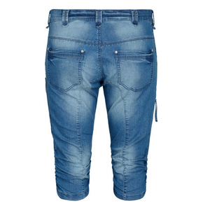 Pantalones vaqueros de algodón extra ajustados para mujer, bolsillos hasta la rodilla con cremallera, transpirables de talla grande, lavado oscuro, cintura con logotipo para mujer - Product Image 2