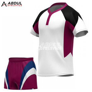 Ensemble d'uniformes de rugby personnalisés pour hommes, maillot à manches courtes en polyester de haute qualité et short assorti, parfait pour l'entraînement en équipe - Product Image 2