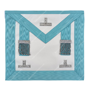 DELANTAL MASONIC REGALIA CRAFT MASTER MASON (MM DELANTAL) DOS BORLAS DE PLATA TRES ROSETAS FINO CALIDAD FREEMASON DELANTAL - Product Image 5