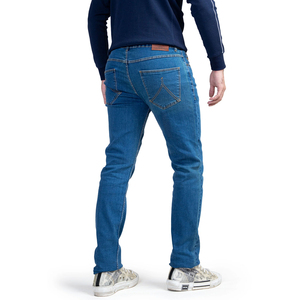 Jeans droits skinny pour hommes en gros, denim extensible en coton, coupe slim, lavés, mi-légers, grande taille, logo personnalisé, séchage rapide - Product Image 3