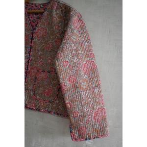 Veste réversible en coton matelassé à imprimé floral tissé à la main, écologique, pour femmes, vêtements décontractés d'hiver - Product Image 3