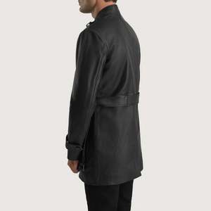 Dolf <b>Gothically</b> Styled Black Leather Winter <b>Jacket</b> High PU Satin Woven Spandex Hooded Puffer Cotton Embroidered Fashionable - Product Image 4