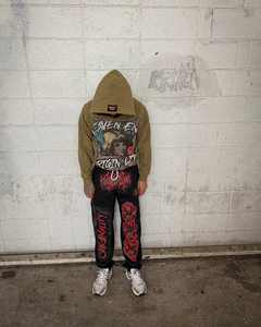 ชุดเสื้อสเวตเตอร์และกางเกงแนวสตรีทพิมพ์ลายตัวอักษรโลโก้ตามสั่งมีเชือกรูดแฟชั่นสำหรับผู้ชาย - Product Image 2