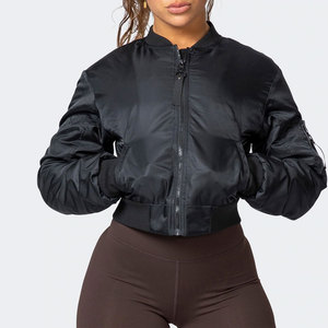 High Quality Winter Women's Crop Bomber <b>Jacket</b> Long <b>Sleeve</b> Breathable Top in Fabric <b>Short</b> Clothing Length - Product Image 1