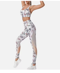 Conjunto de Yoga sin costuras de 2 piezas para mujer de alta calidad, mallas elásticas para correr y logotipo de sujetador en la cintura para fitness de verano - Product Image 2