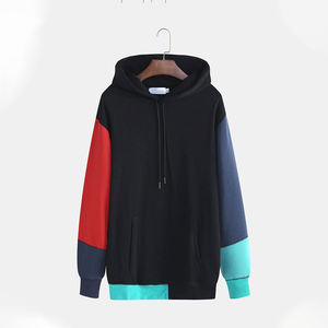 <b>Fleece</b> Hoodie Winter <b>Thick</b> <b>Fleece</b> Warm Streetwear Patchwork Split Color Hoodie Full Sleeve - Product Image 6