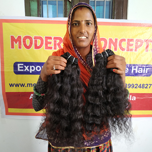 Vente en gros de paquets de cheveux indiens vierges 100% textures naturelles non traités doublement étirés frisés Aucune perte de cheveux humains au temple - Product Image 3