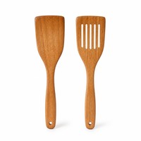 Ensemble d'ustensiles de cuisine personnalisés pour restaurant, couverts en bois écologiques comprenant une spatule et une cuillère à soupe, 6 pièces, lavage à la main uniquement