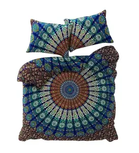 Indian Cotton Mandala Duvet Cover Queen Size Bedspread Hippie Quilt Cover Comforter Set With 2 Pillowcase Set