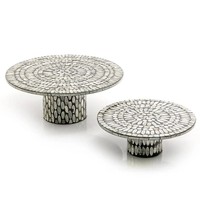 Présentoirs à cupcakes ronds incrustés de nacres de luxe Tableaux d'affichage pour gâteaux de mariage Ensemble de supports en mosaïque de cristal