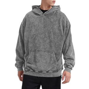 Vente en gros Décontracté Acide Lavage Lourd Personnalisé Manches Longues Poches Avant Sweat à Capuche Surdimensionné Sweat à Capuche Acid Wash Hoodies pour Hommes - Product Image 2