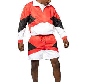 <b>Men's</b> Custom Reflective <b>Zip</b>-<b>Up</b> Polyester/Cotton Windbreaker Shorts Sets High Quality Heat-Transfer Printed Casual Summer - Product Image 3