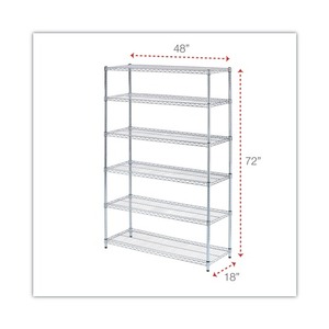Alera ALESW664818SR NSF Certified 6-<b>Shelf</b> 48 In. X 18 In. X 72 In. <b>Wire</b> Shelving Kit-Silver Standing Type Installation - Product Image 2