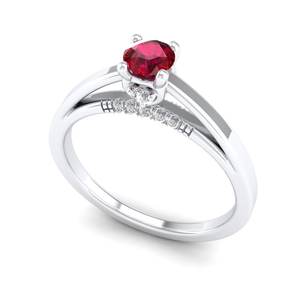 Anillo de Halo Oculto de Plata de Ley 925 con Moissanita de Lujo REYES para Mujer, Precio al por Mayor, Joyería con Piedra Preciosa de Rubí de 0.25 Quilates - Product Image 2