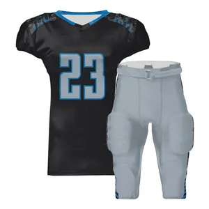 Most popular wholesale sport cheap American football jerseys sublimated 23 teams Black and Gray American Football Uniform