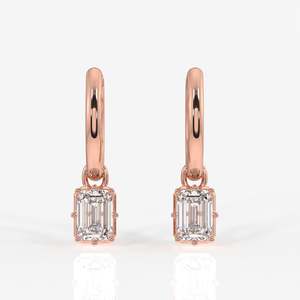 Lab Grown Emerald Cut <b>Diamond</b> <b>Dangle</b> <b>Earrings</b> 18K Gold <b>Dangle</b> <b>Diamond</b> Jewelry - Product Image 5